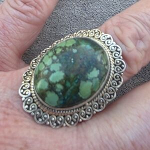 Green Turquoise Gemstone Ring in 925 Sterling Silver ( 9 1/4)